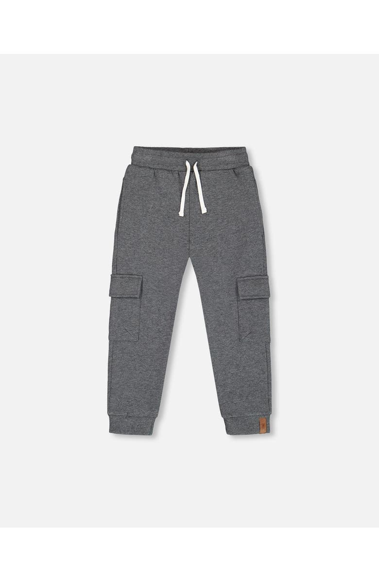 Deux par Deux Boy's Fleece Sweatpants With Cargo Pockets Dark Gray, Main, color,