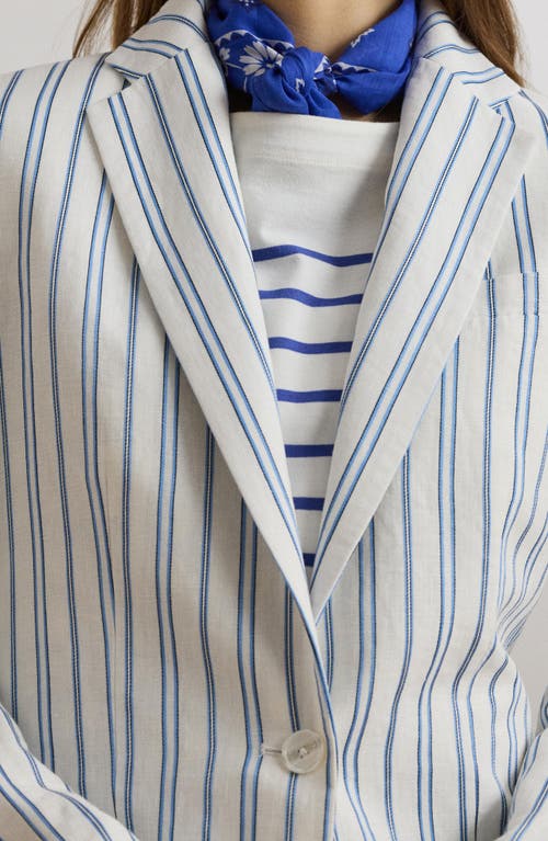 RALPH LAUREN LAUREN RALPH LAUREN STRIPE LINEN BLEND BLAZER