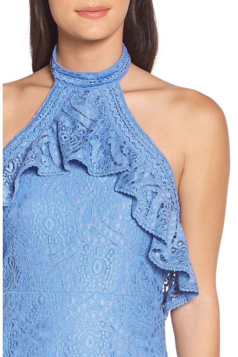 Ruffle Lace Midi Dress, Alternate, color, BLUE LAKE