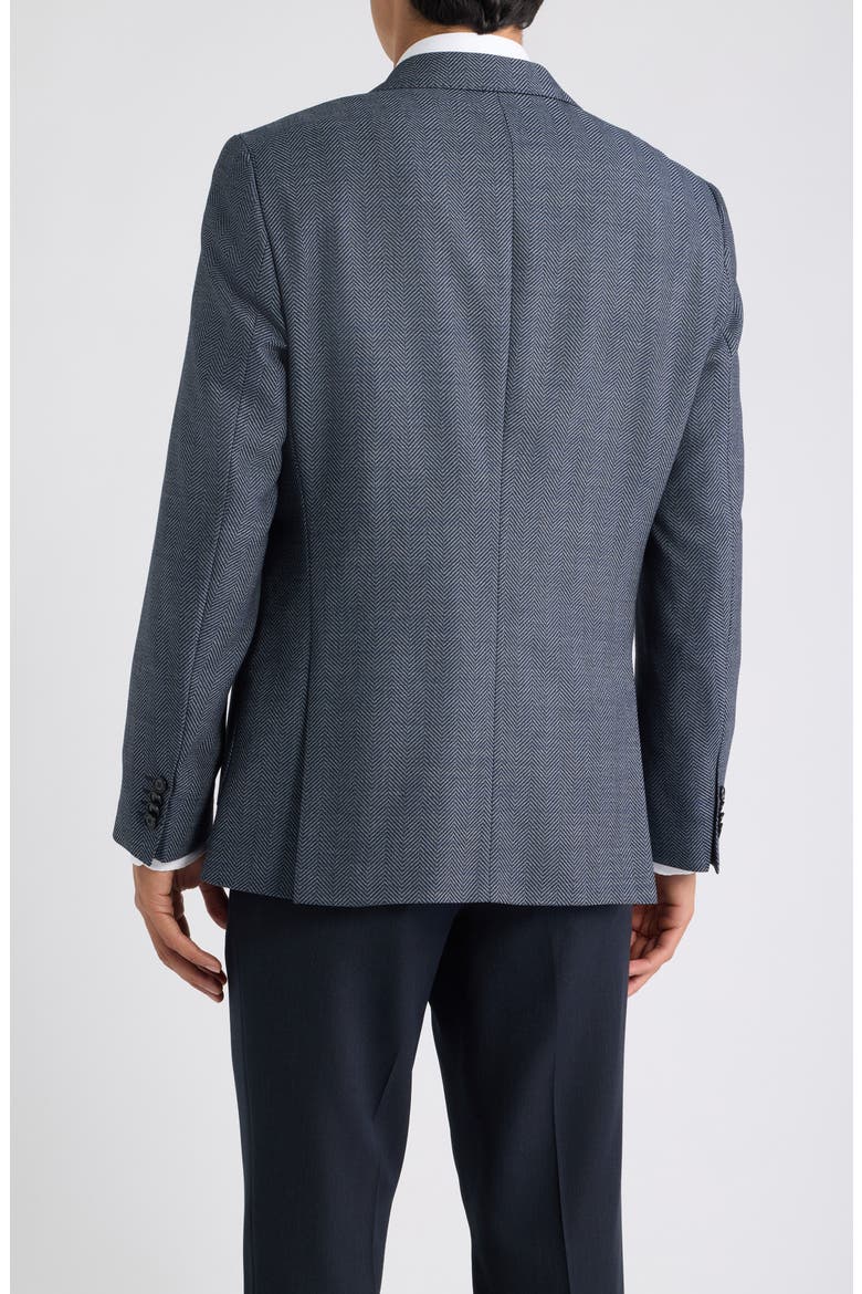 Hutson Slim Fit Navy Cotton & Wool Herringbone Sport Coat, Alternate, color, DARK BLUE