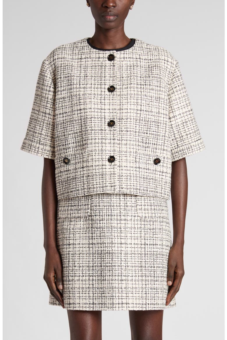 Square Cotton Blend Tweed Jacket, Main, color, VANILLA