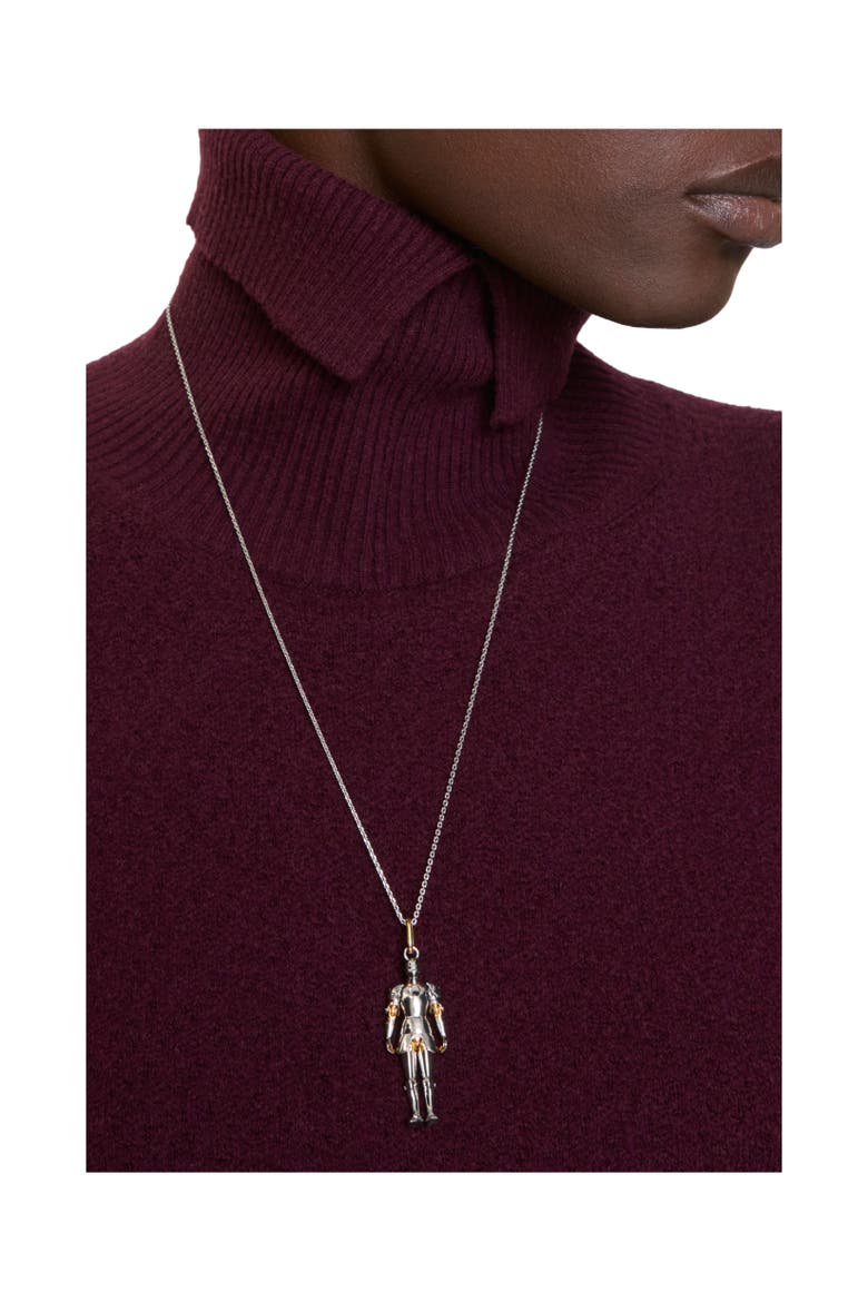 Knight Charm Necklace, Alternate, color, Silver