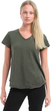 WILT Clothing Short Sleeve Shrunken V-Neck Shirttail Top