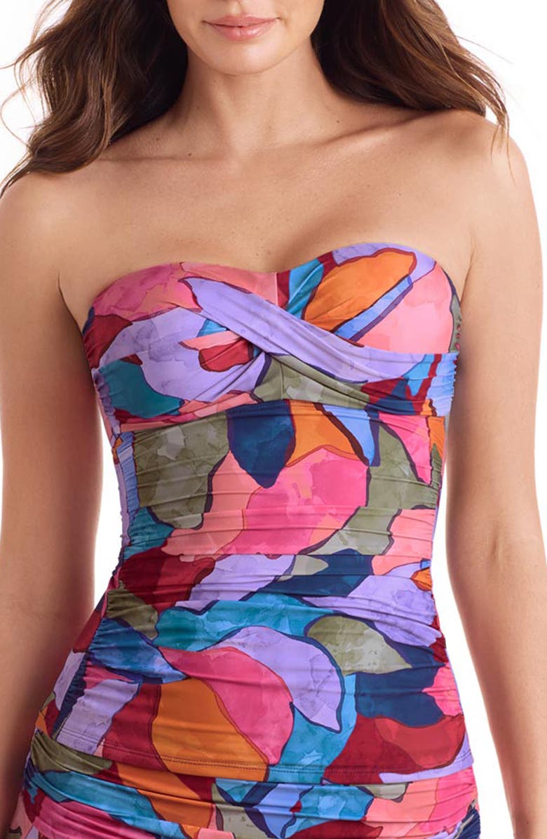 Mimi Flamingo Aria Bandini Strapless Tankini Top, Main, color, Eden