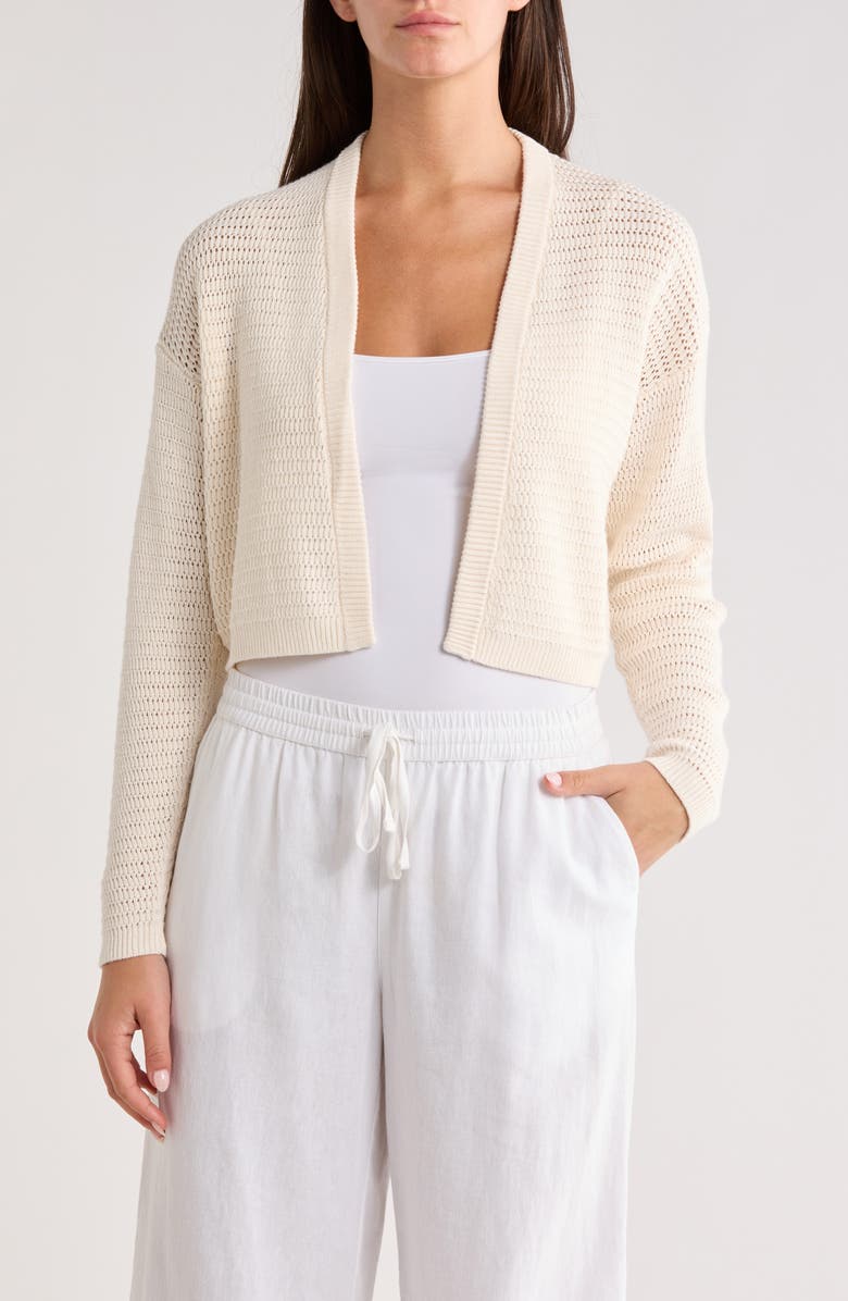 Marine Layer Anacapa Open Stitch Cotton Cardigan, Main, color, Antique White