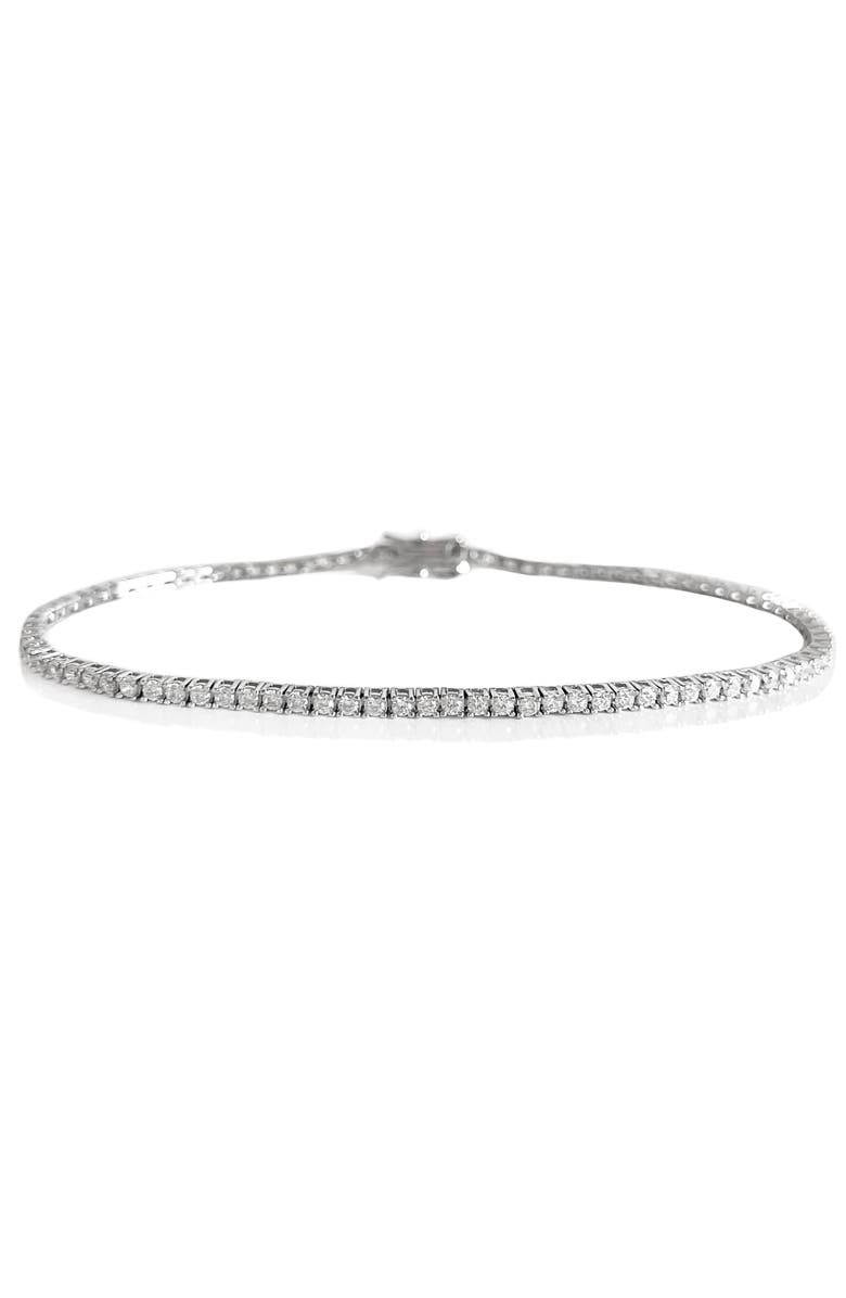 Leni James The Margo 4 Prong 2mm Tennis Anklet, Main, color, Silver
