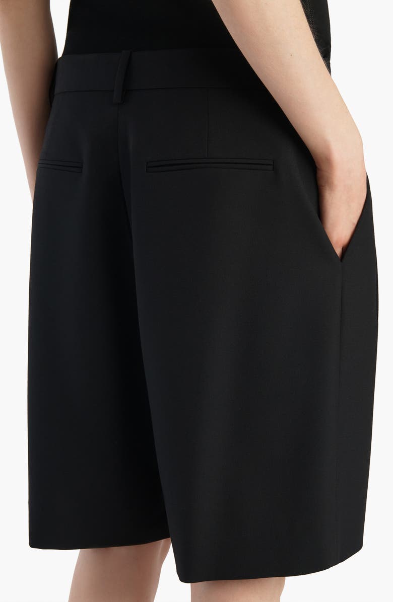 Khaite Auggie Pleated Wool Wide Leg Shorts, Alternate, color, Black