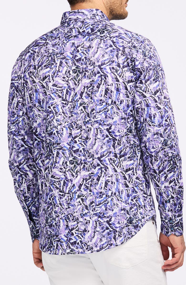 Robert Graham Gatton Cotton Button-Up Shirt, Alternate, color, Blue