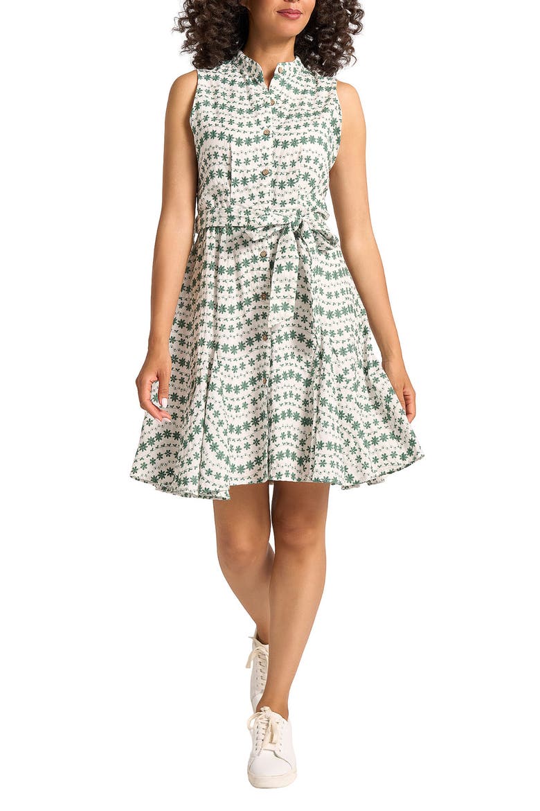 Mona Floral Embroidered Sleeveless Cotton Dress, Main, color, CLOVER