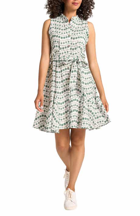 matty m. Mona Floral Embroidered Sleeveless Cotton Dress