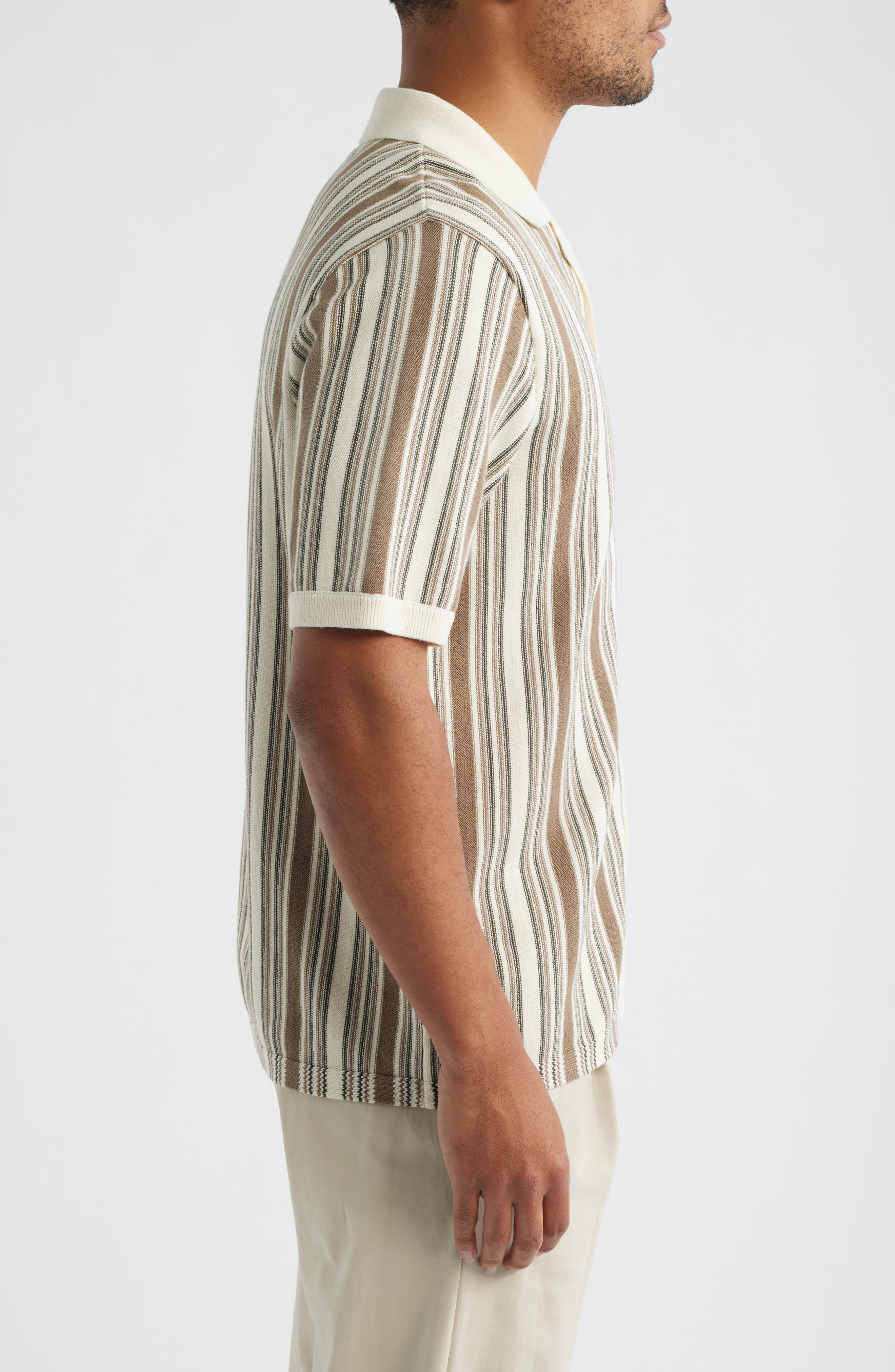Мужские рубашки Wax London Ivy Stripe Knit Camp Shirt — фото 4