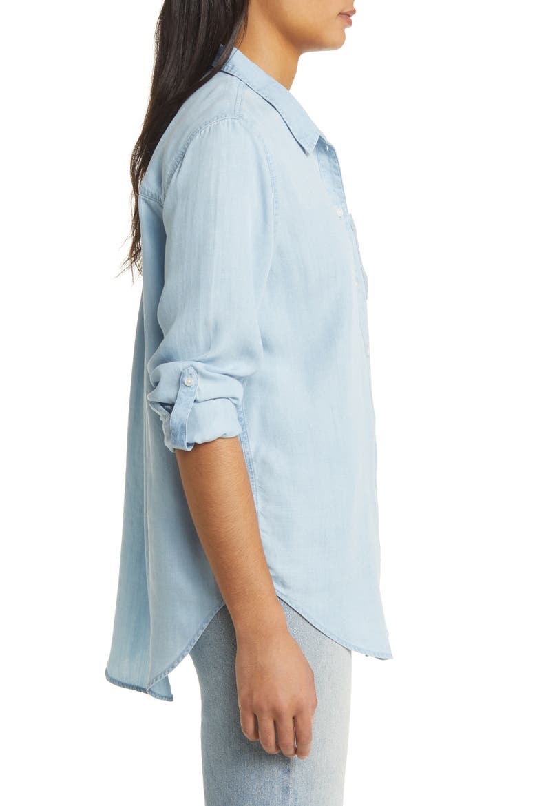 Casual Chambray Button-Up Shirt, Alternate, color, ICE WASH