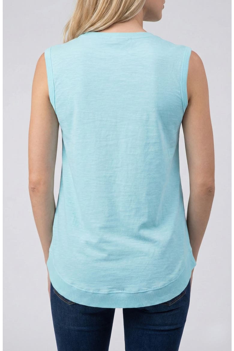Curve Hem Cotton Tank, Alternate, color, AQUA