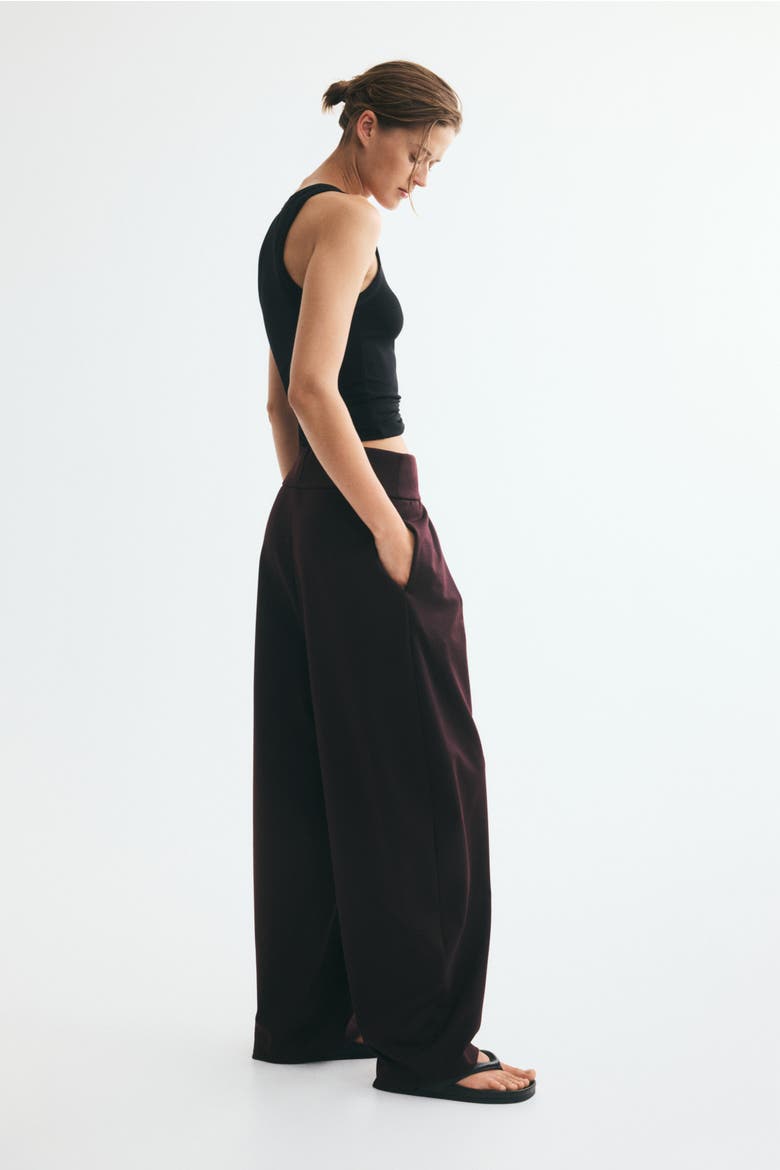 Pleated Barrel-leg Pants, Alternate, color, Burgundy