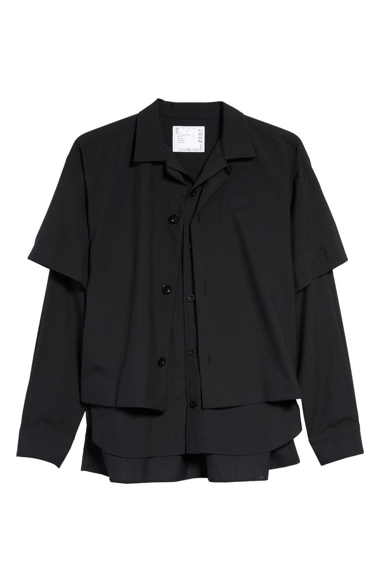 Sacai Men's Suiting Layered Button-Up Shirt, Alternate, color,