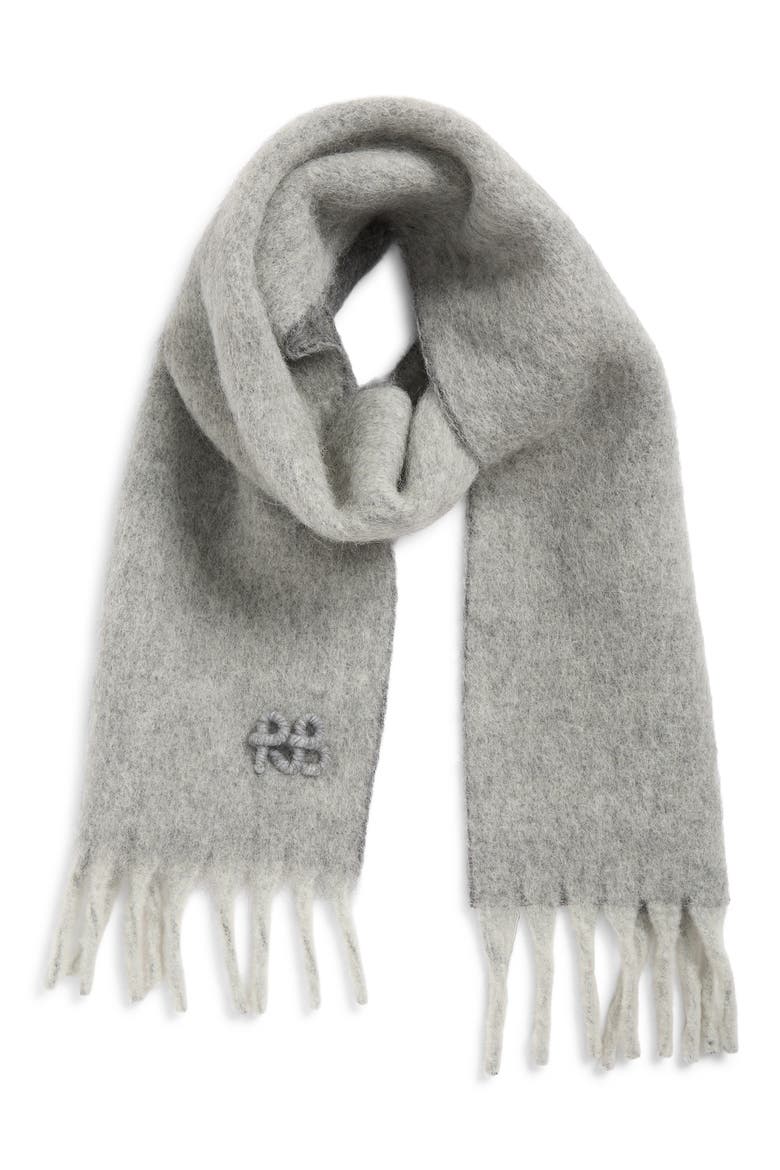 RB Wool Blend Fringe Scarf, Alternate, color, GREY