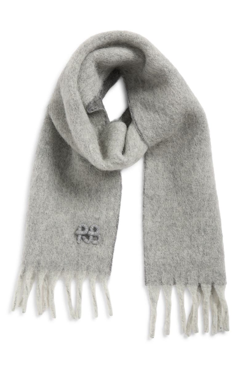 Ruslan Baginskiy RB Wool Blend Fringe Scarf, Alternate, color, Grey