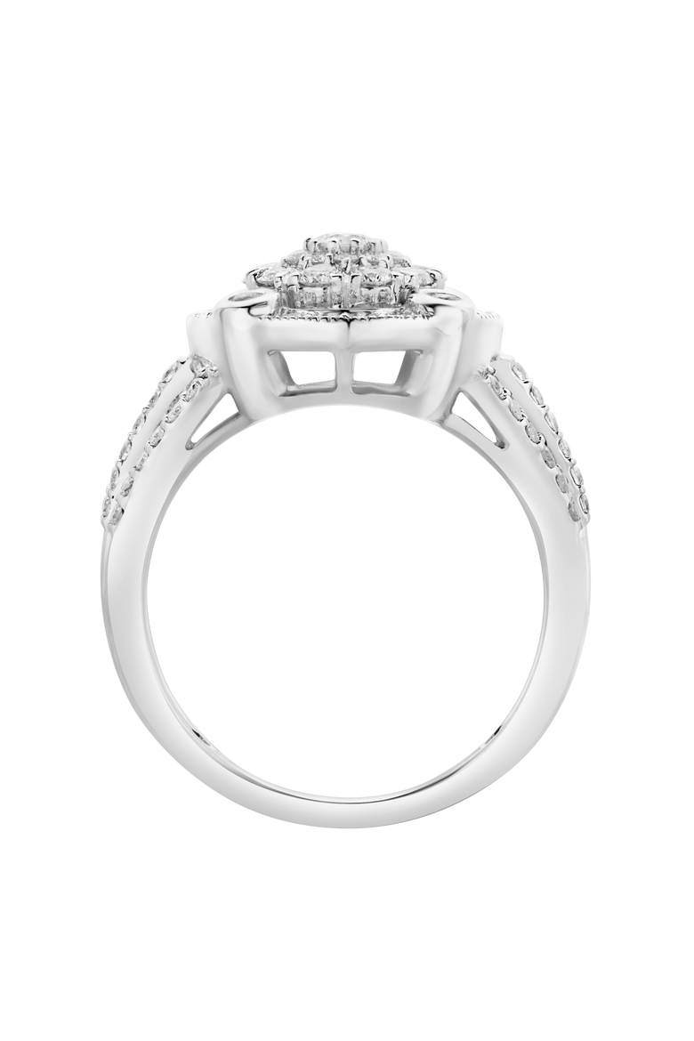 Nebula 14K Gold Round Diamond Studded Halo Cluster Ring - 1cts, Alternate, color, 14K White Gold