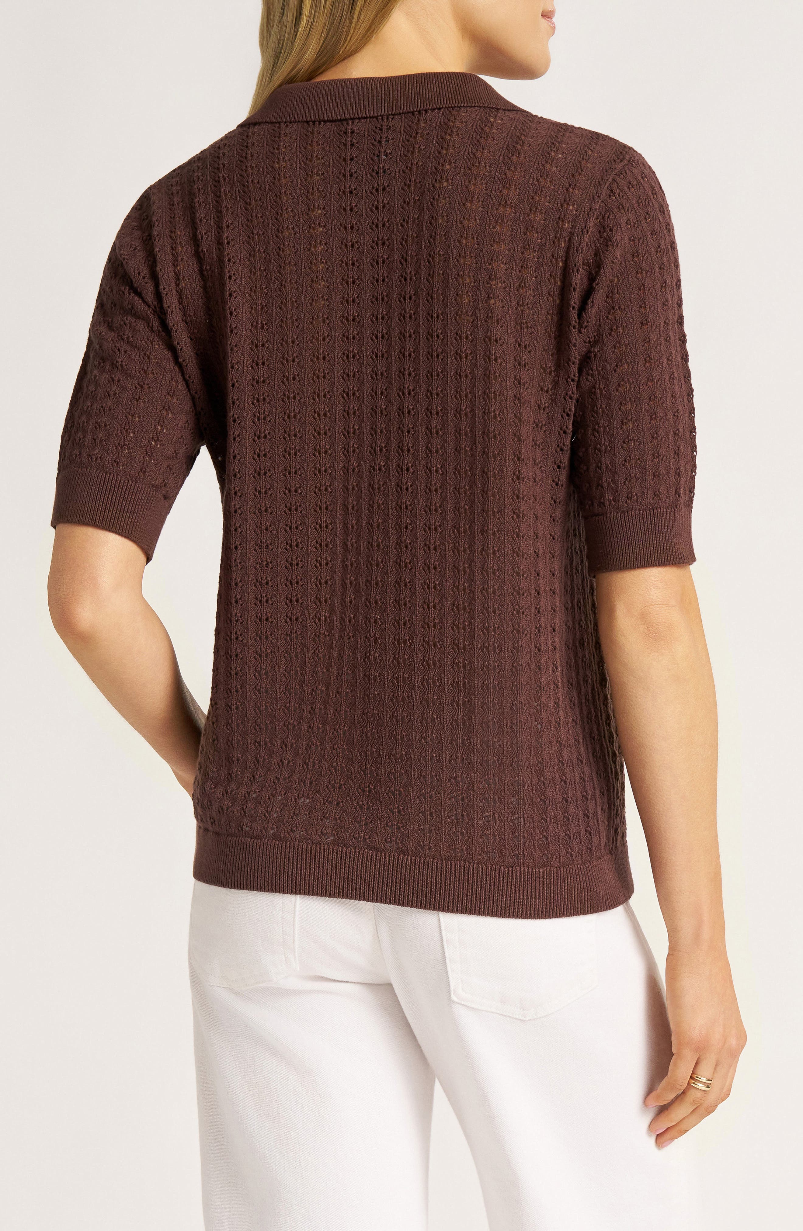 Solana Pointelle Polo Cardigan - image 2
