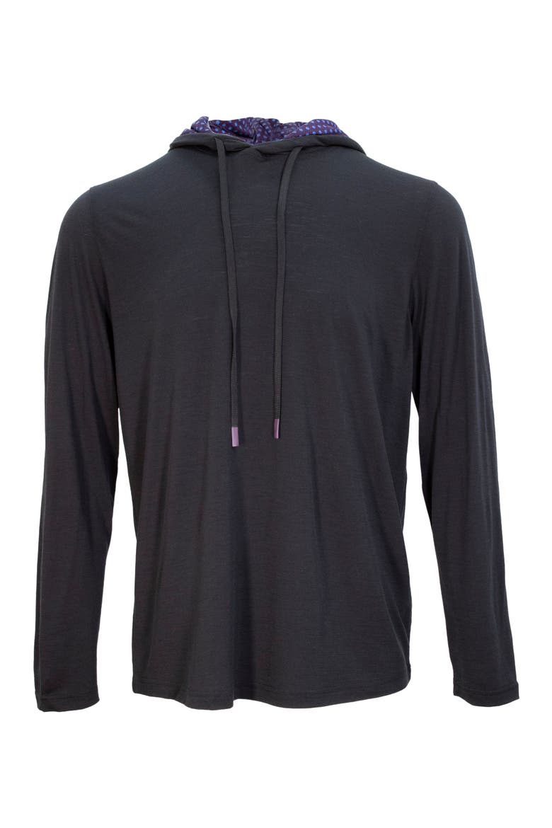 Hugo Extra Fine Merino Wool Lightweight Hoodie, Main, color, Black