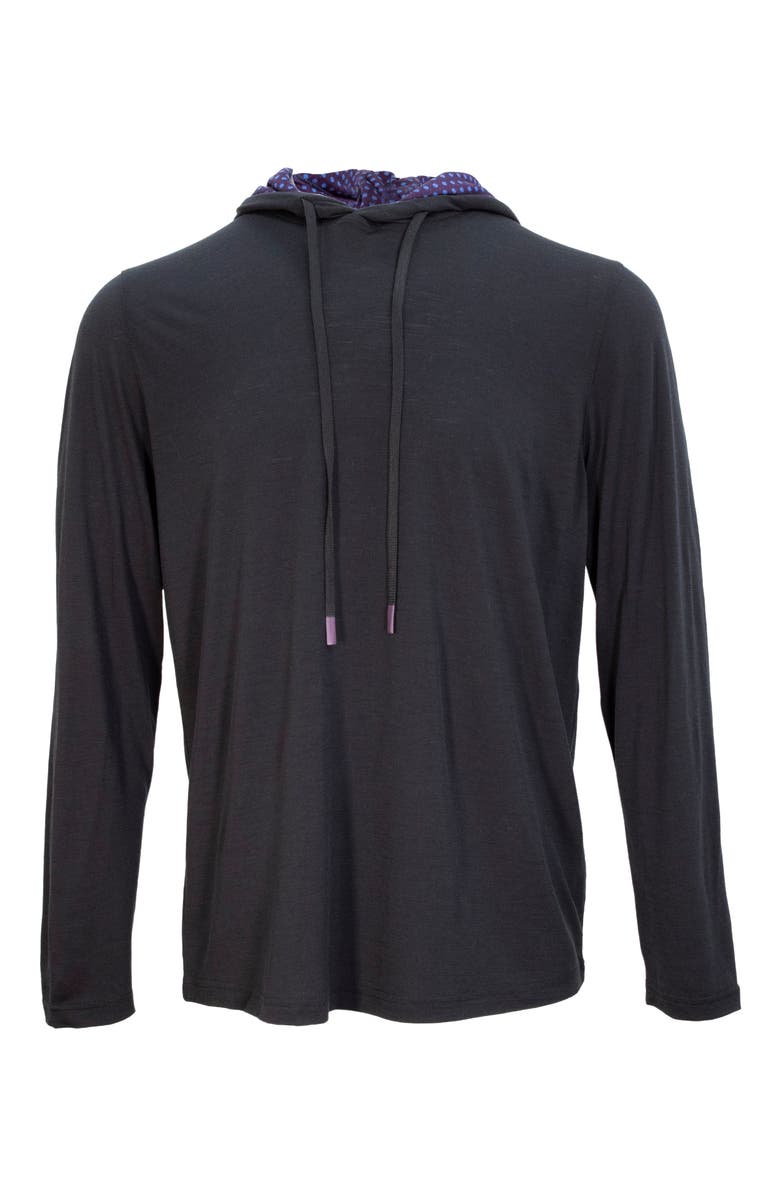 Lords of Harlech Hugo Extra Fine Merino Wool Lightweight Hoodie, Main, color, Black