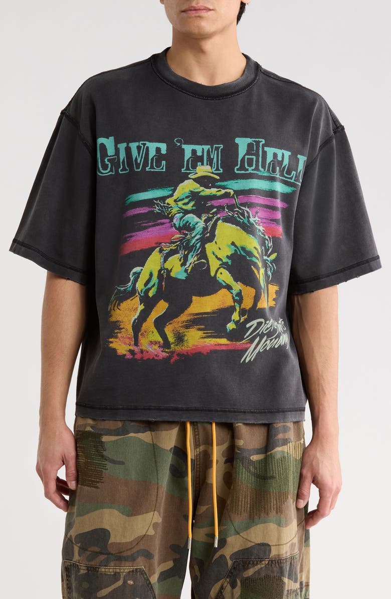 DIET STARTS MONDAY Give 'em Hell Cotton Graphic T-Shirt, Main, color, Vintage Black