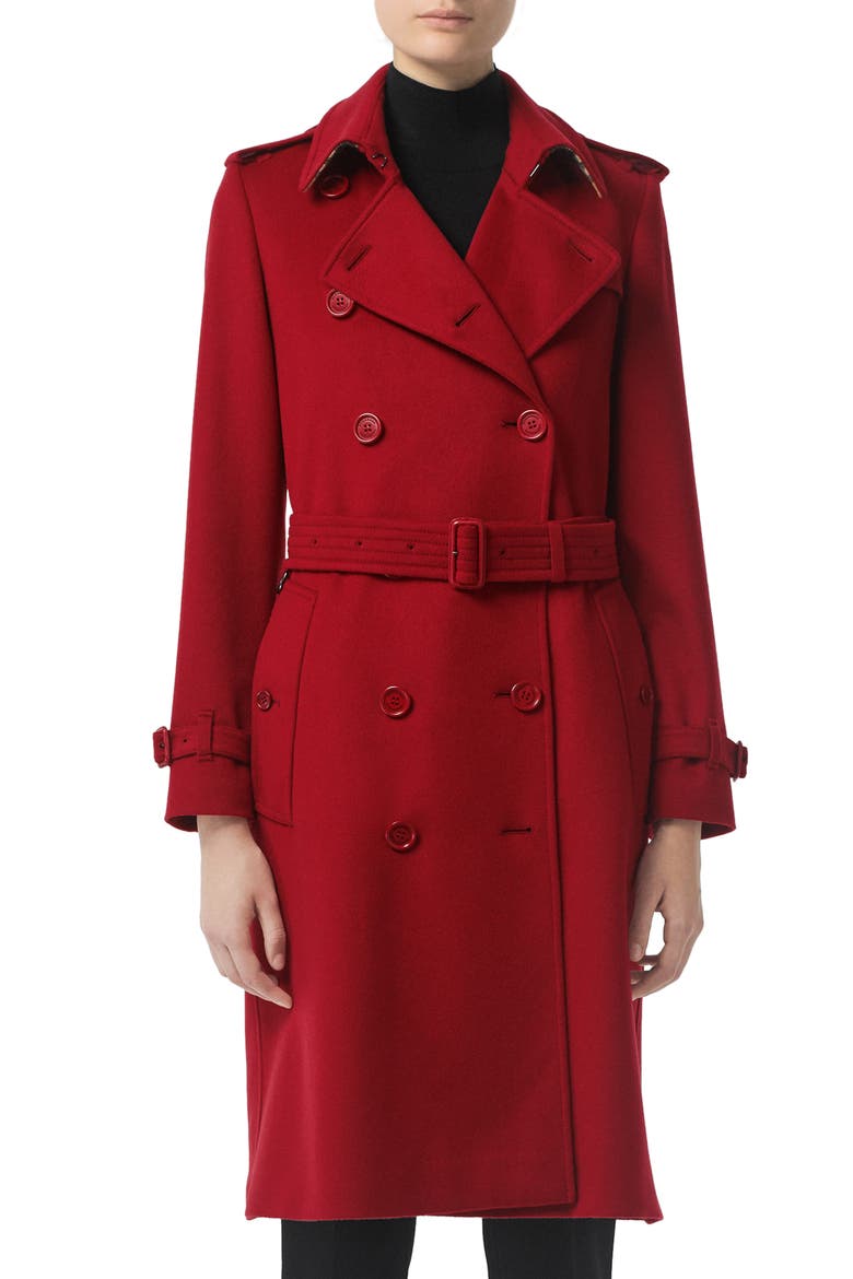 Kensington Cashmere Trench Coat, Main, color, PARADE RED