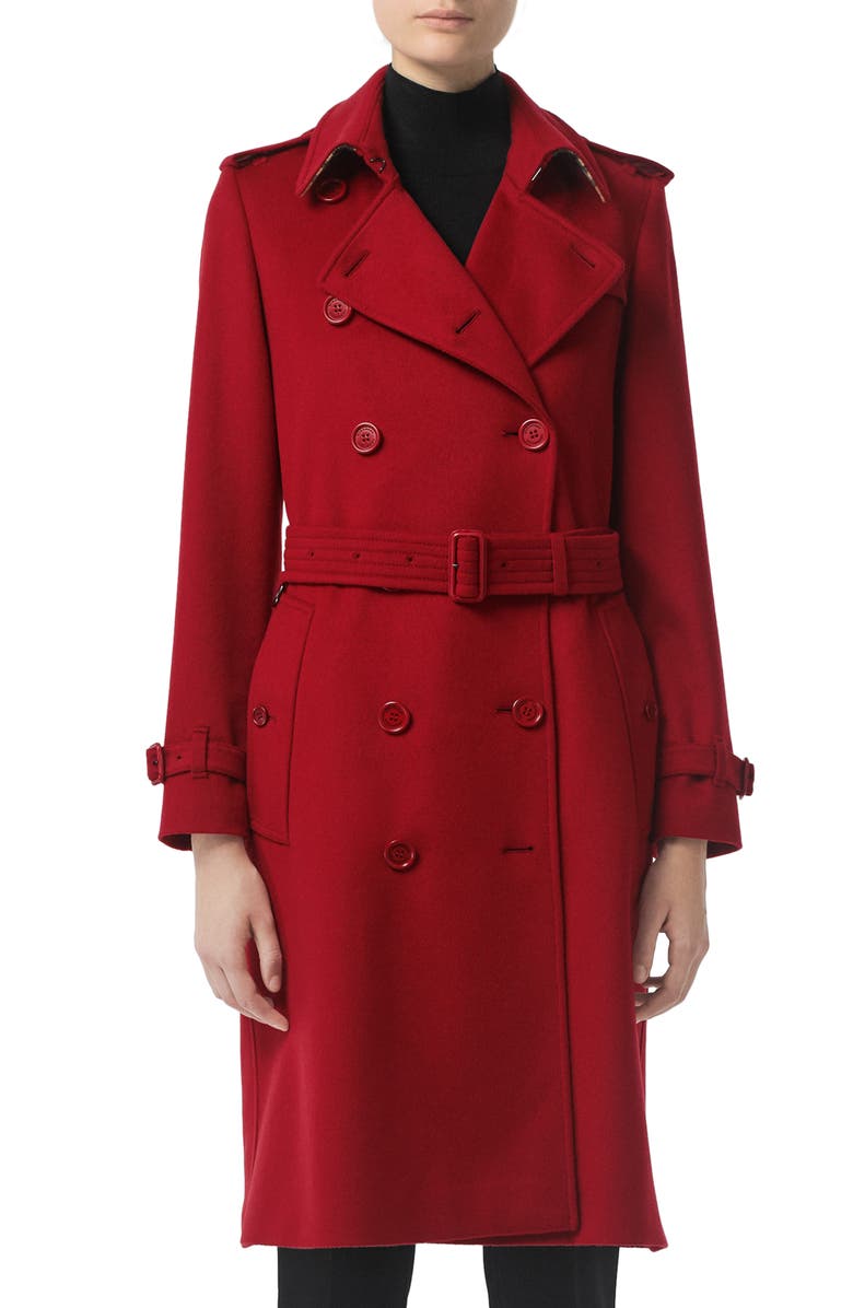 Burberry Kensington Cashmere Trench Coat, Main, color,