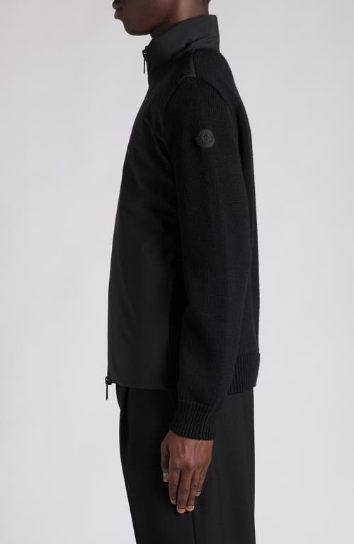 Moncler Long-sleeve Zip-up Cardigan In Black