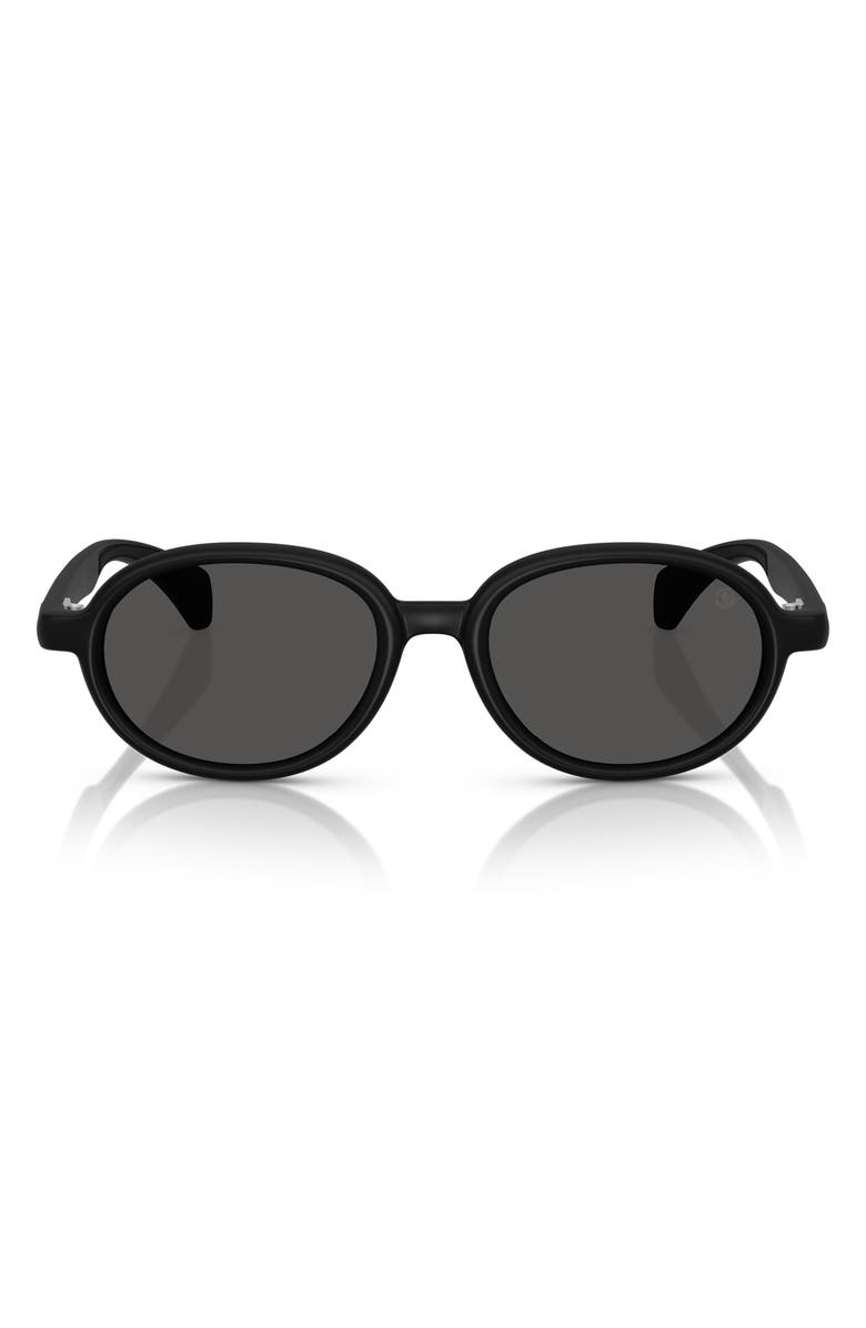 Moncler 51mm Oval Sunglasses, Main, color, Matte Black / Dark Grey
