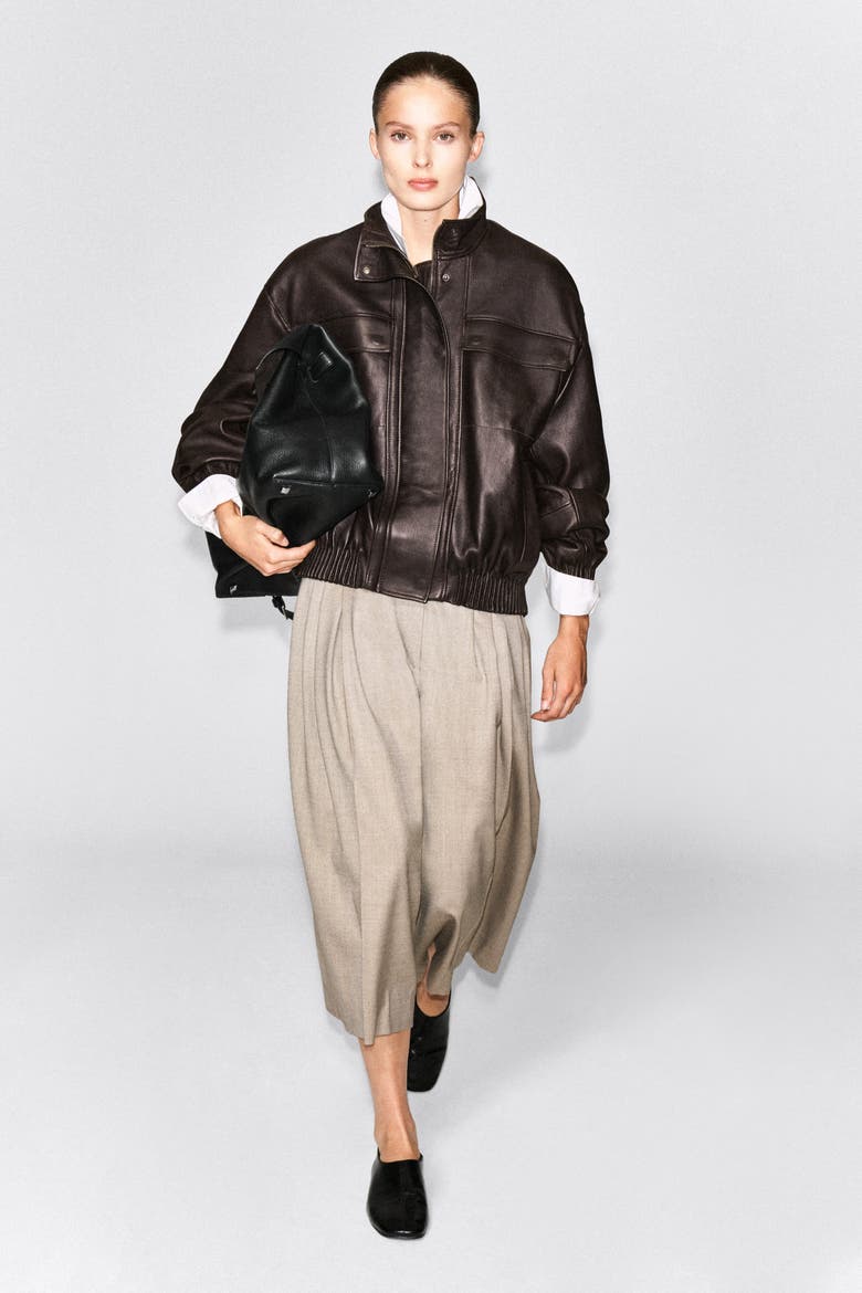 Pleated Wool-Blend Culottes, Alternate, color, BEIGE MÉLANGE