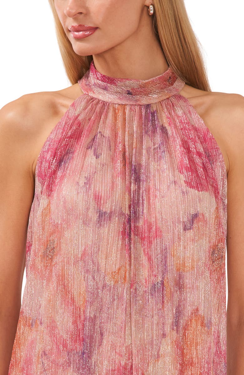 Halogen<sup>®</sup> Metallic Sleeveless Halter Neck Shift Dress, Alternate, color, 