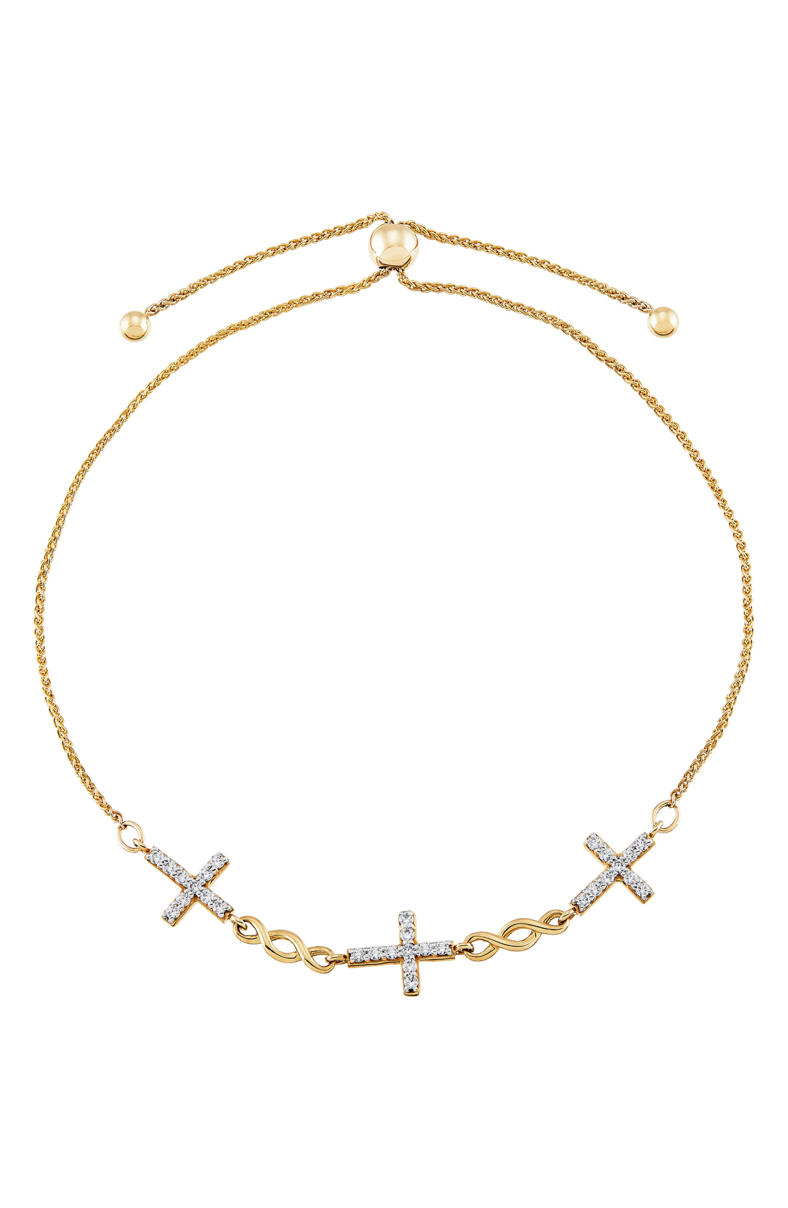 Frankie & Zoe Diamond Cross Bolo Bracelet - 0.25ct.
