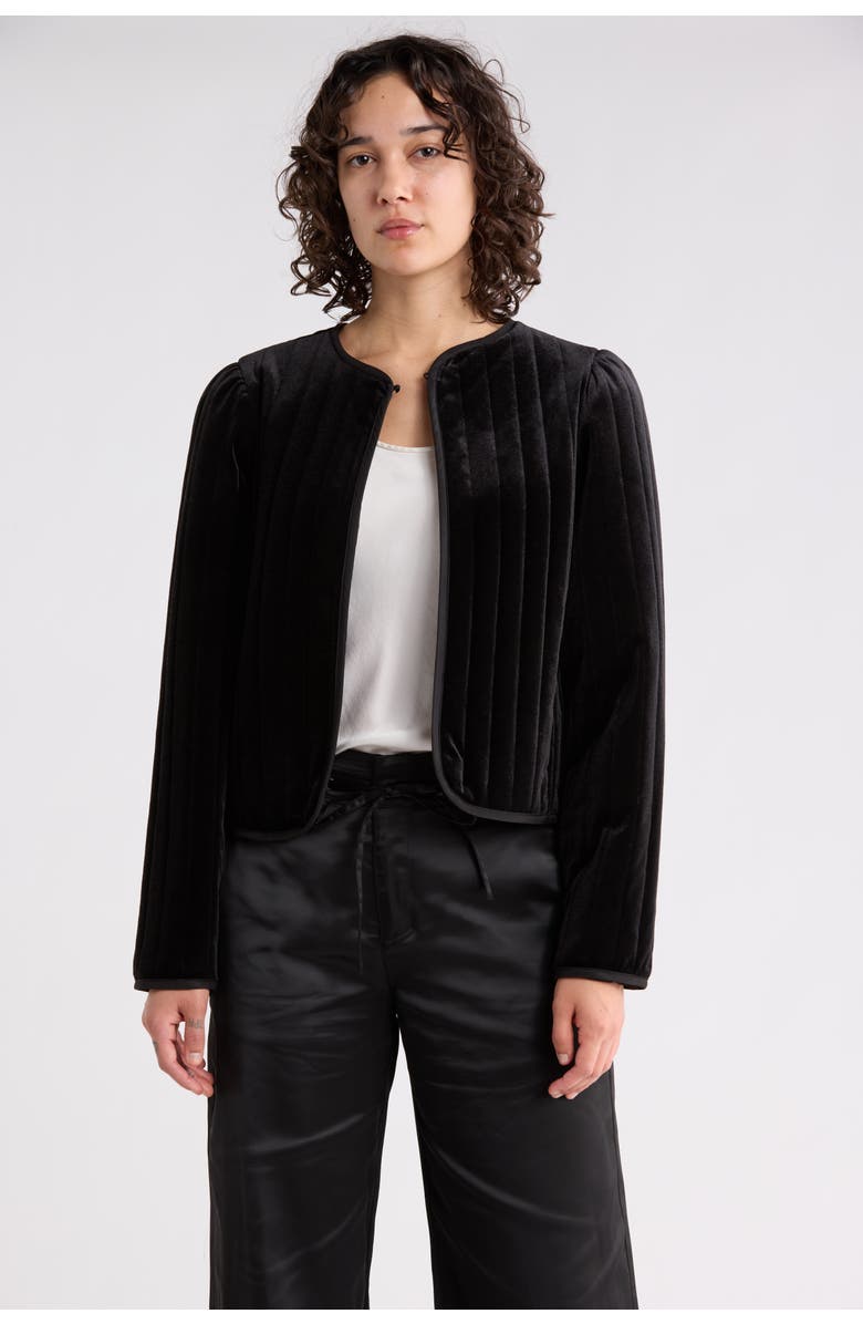 Sanctuary Quilted Velvet Jacket, Main, color, Black