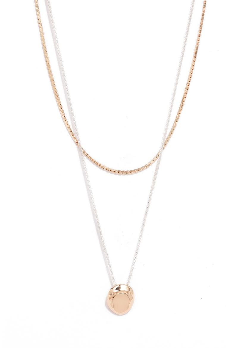 A-Line Layered Necklace, Main, color, TWO TONE