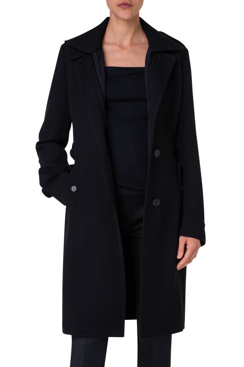 Wool Tricotine Trench Coat, Main, color, BLACK 009