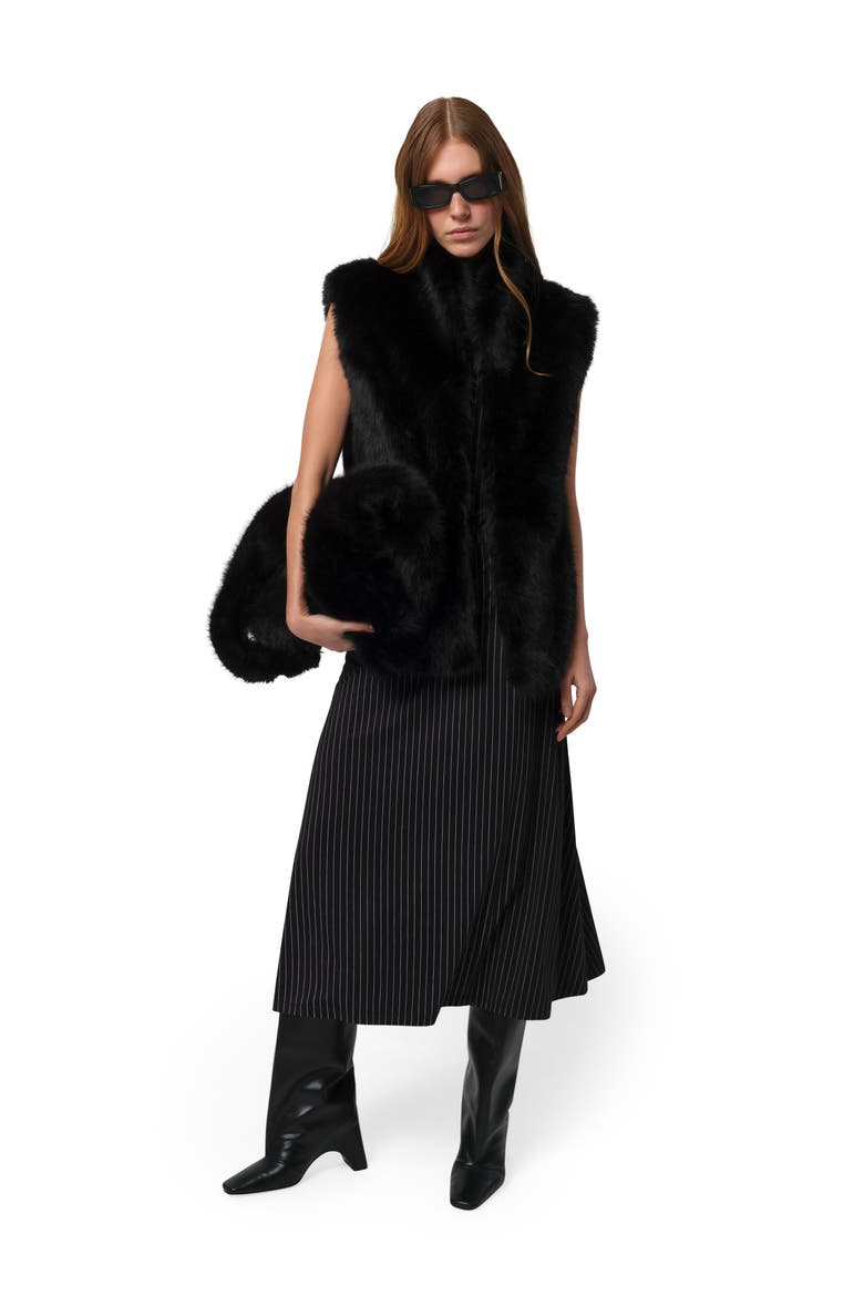 Laila Pluche™ Faux Sable Vest, Alternate, color, NOIR