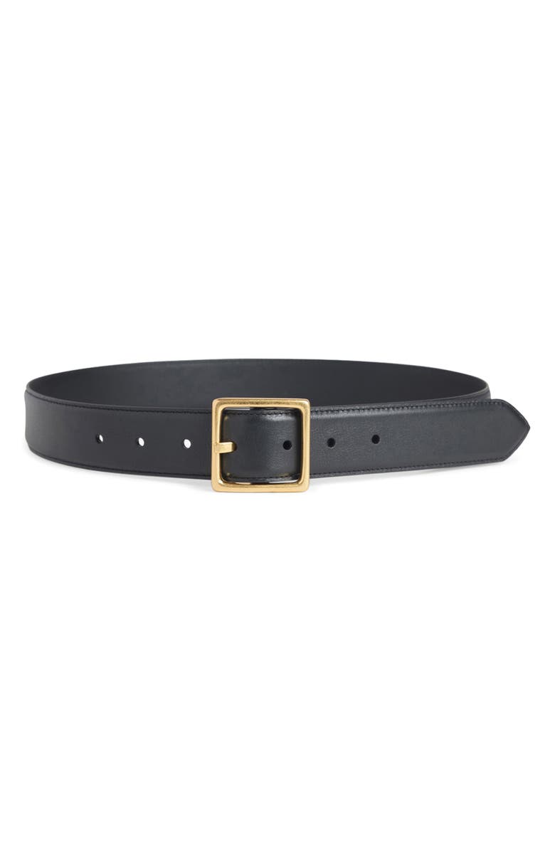 Favorite Daughter Leather Belt, Main, color, Black/ Antique Brass