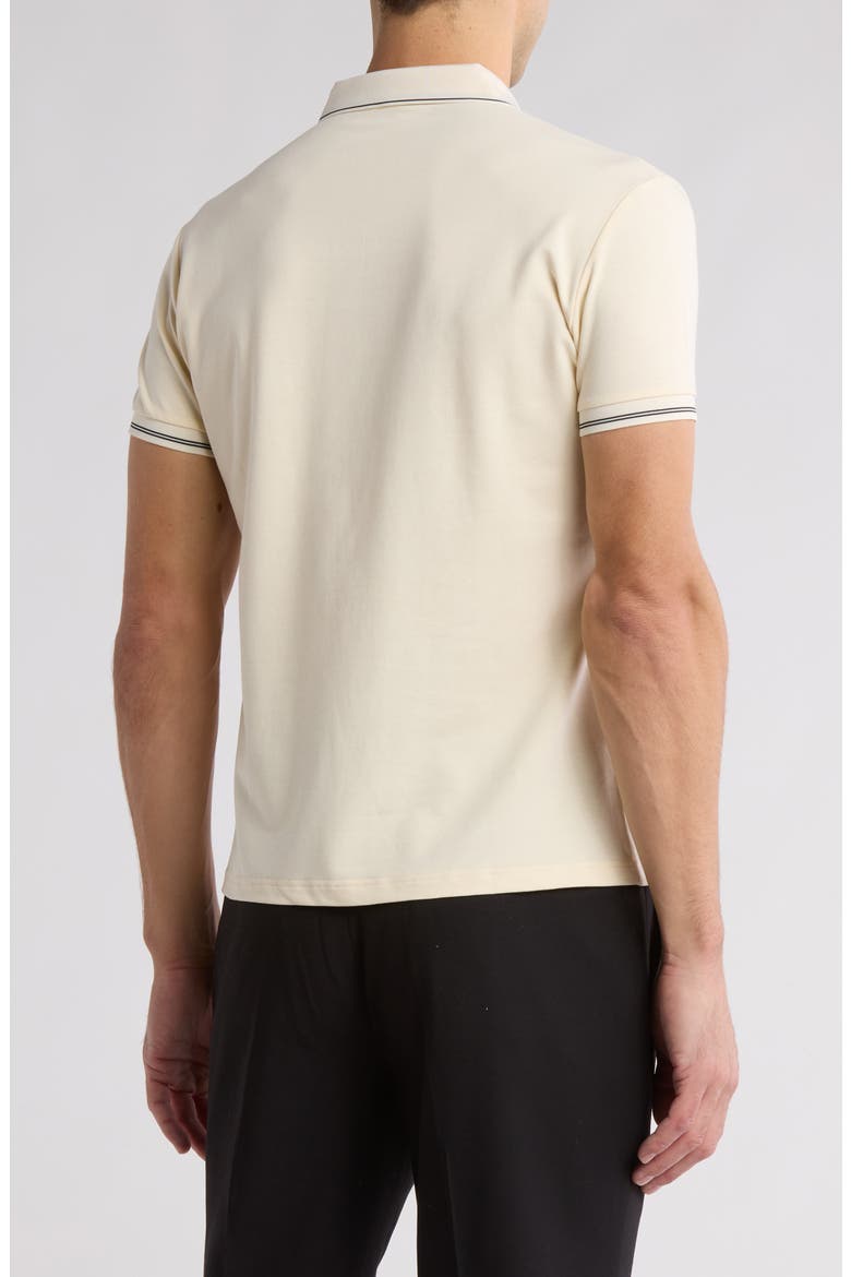 Tipped Short Sleeve Stretch Cotton Polo, Alternate, color, CEMENT