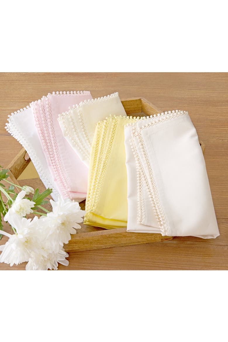 Linen Dinner Napkins Set of 4, 20 x 20 Inch for Dining Table, Holiday and Everyday Table Decor - Maddie, Alternate, color, White