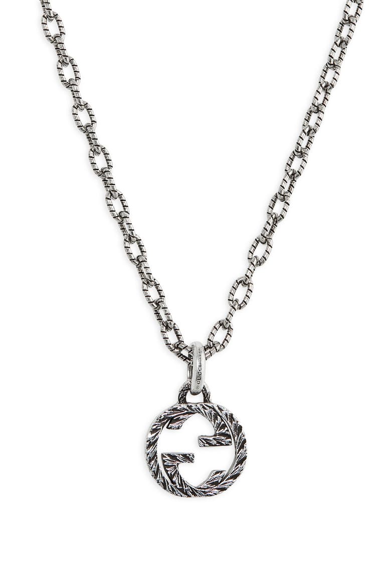 Interlocking G Pendant Necklace, Main, color, SILVER