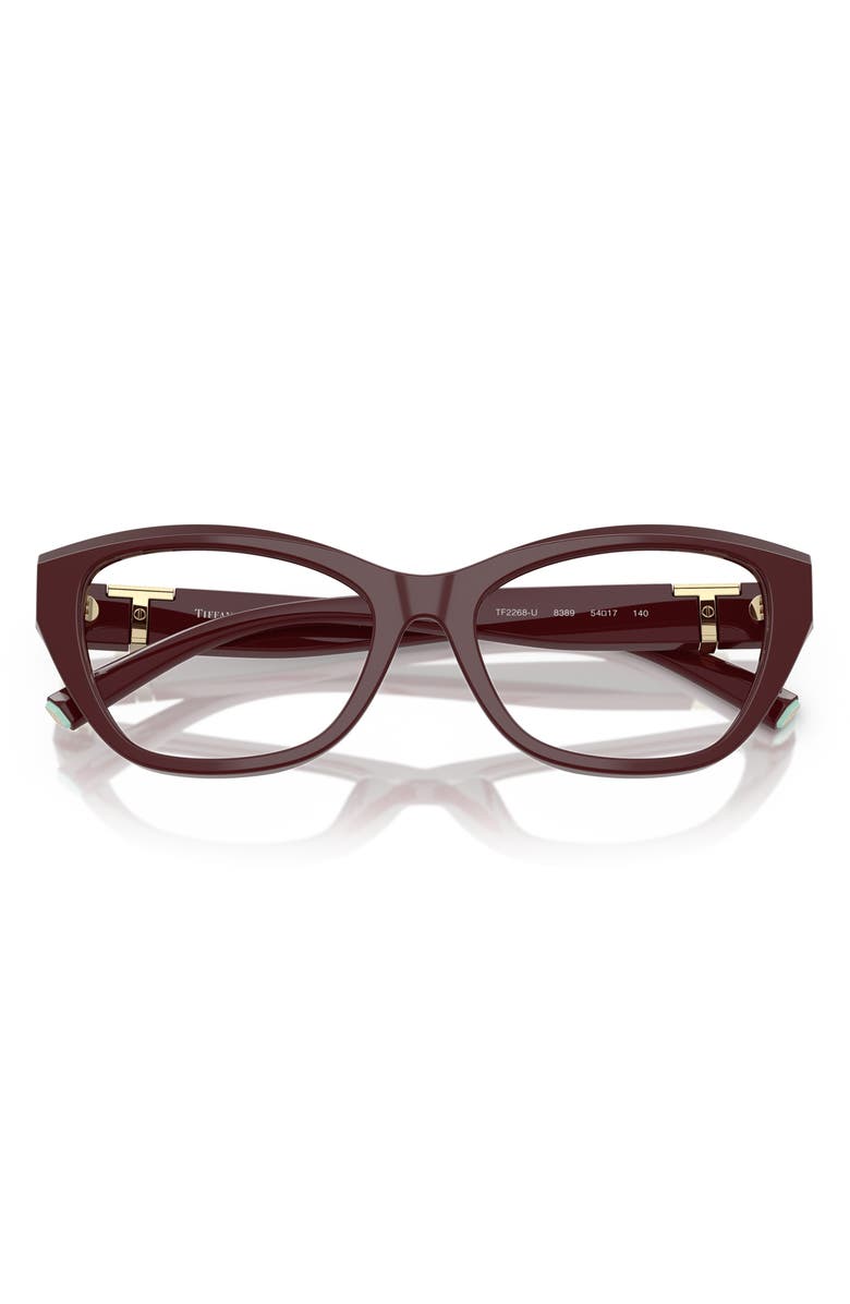 Tiffany & Co. 54mm Cat Eye Optical Glasses, Alternate, color, Burgundy/ Demo Lens