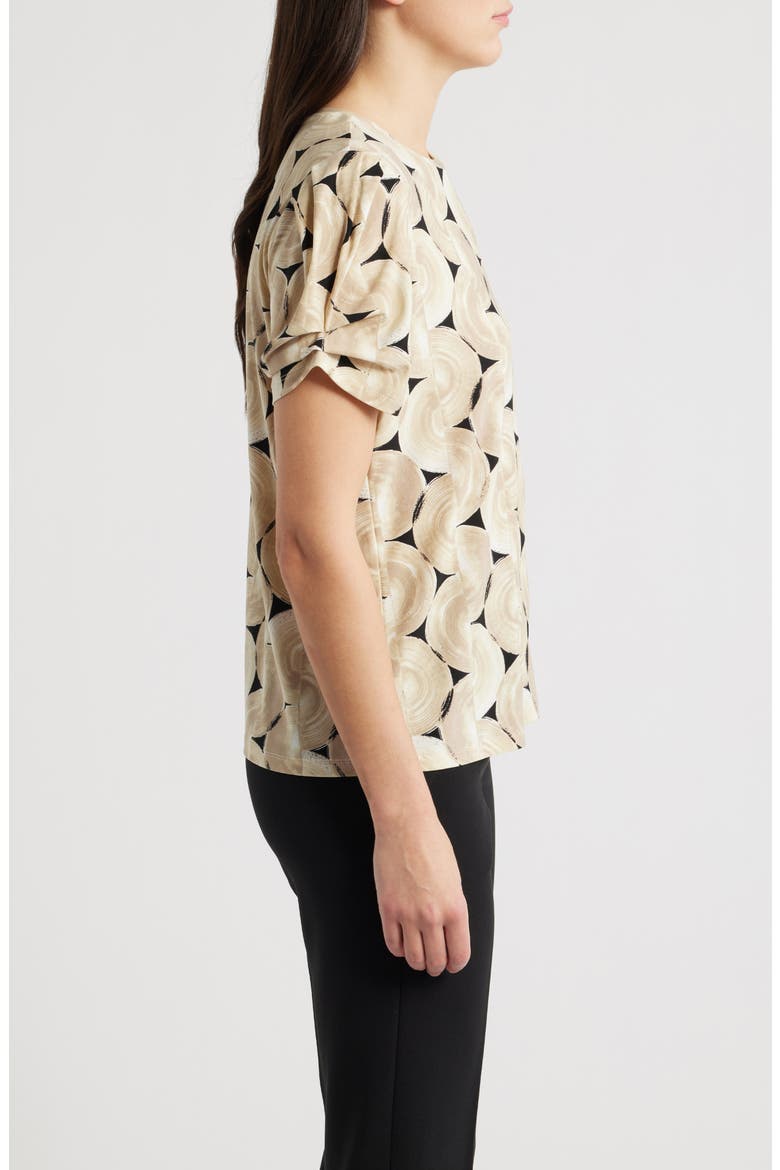 Pleated Sleeve Top, Alternate, color, LATTE MULTI