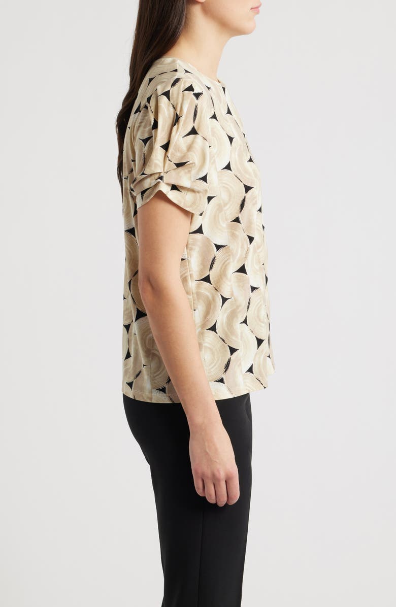 AK ANNE KLEIN Pleated Sleeve Top, Alternate, color, Latte Multi