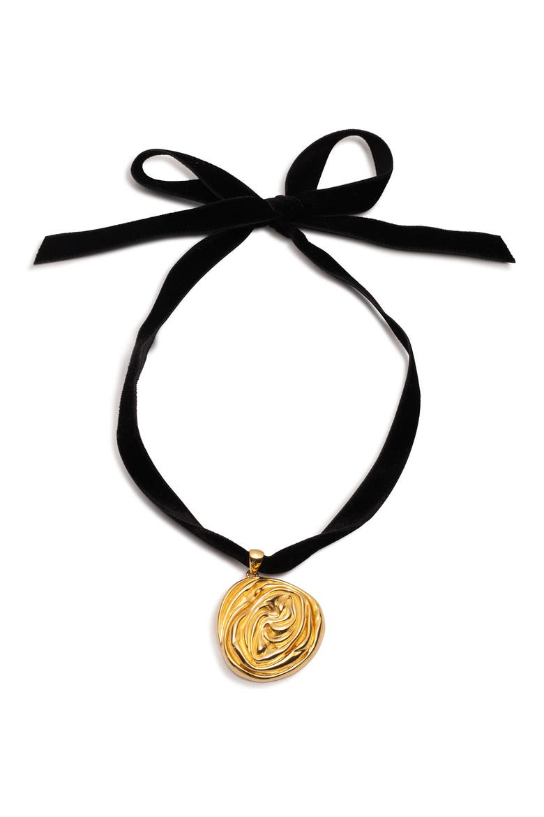 Rosette Pendant Necklace, Main, color, GOLD