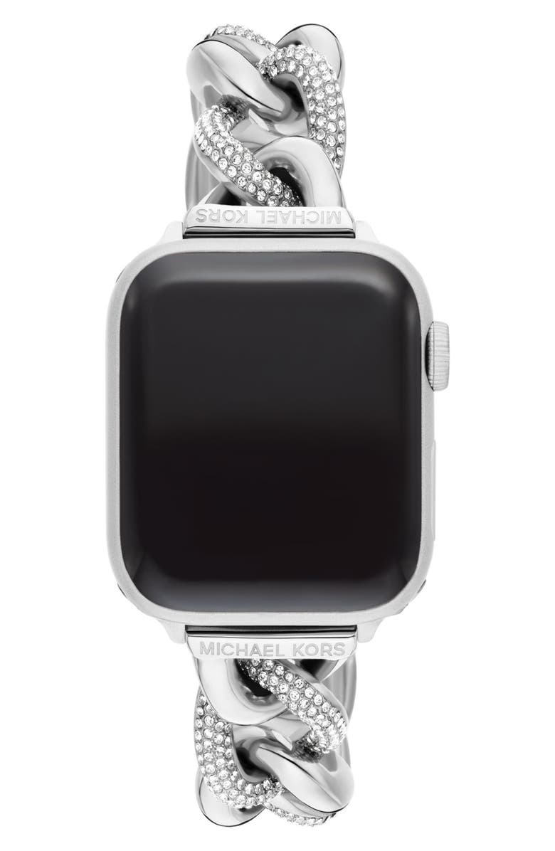 Michael Kors Pavé Chain Stainless Steel 20mm Apple Watch<sup>®</sup> Bracelet Watchband, Alternate, color,