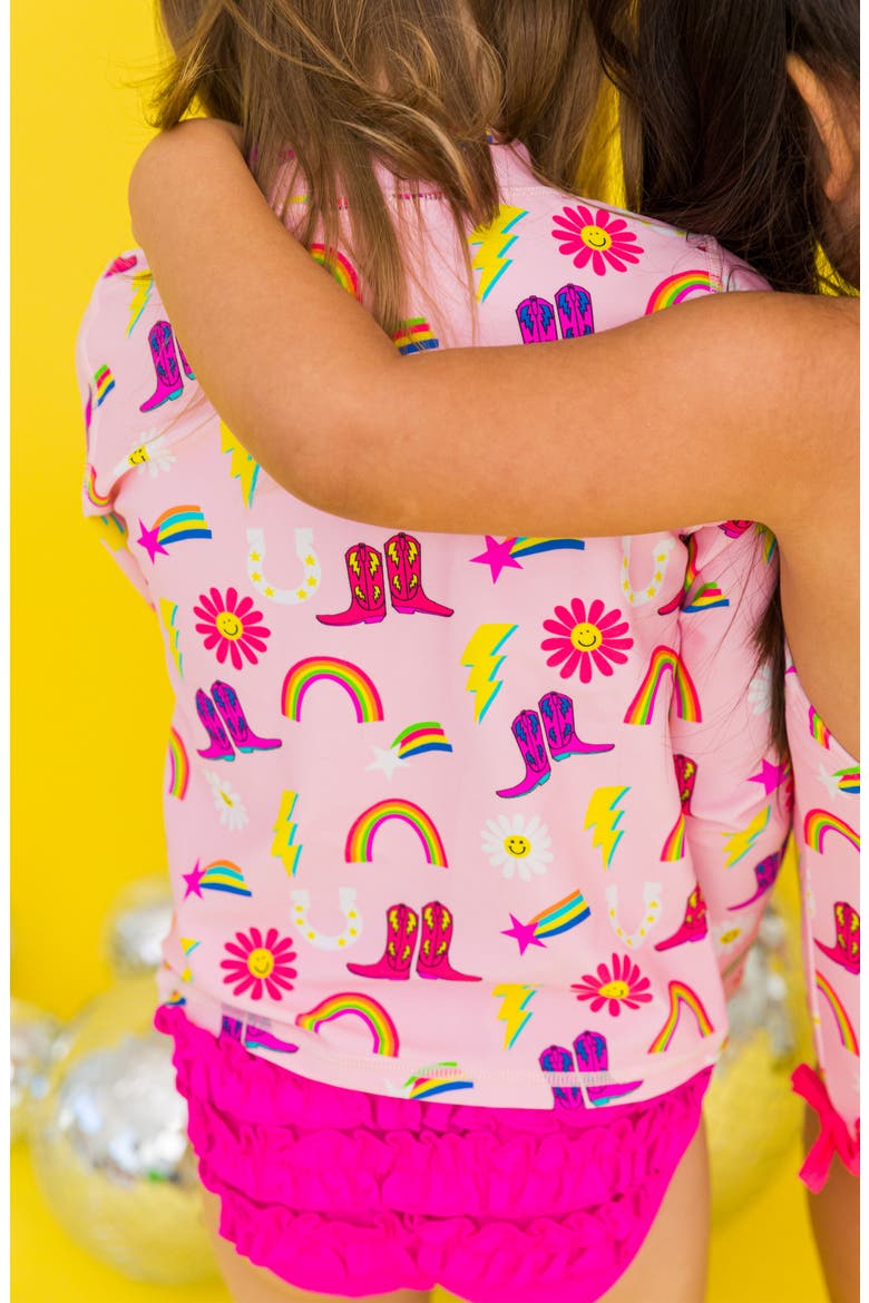 Cowgirl Cutie Two-Piece Rashguard Swimsuit, Alternate, color, PINK