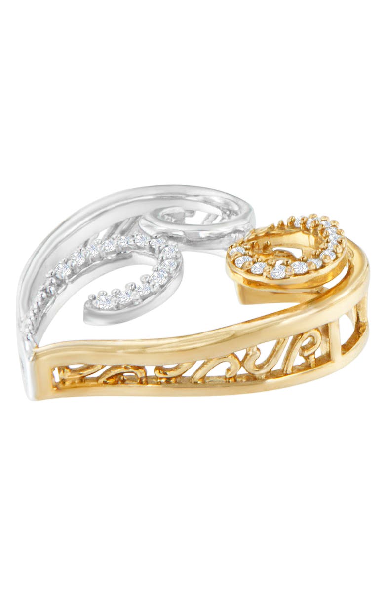 Haus of Brilliance 10K Two-Toned Gold 1/10 cttw Round Cut Diamond Swirl Heart Accent Pendant Necklace, Alternate, color, Yellow