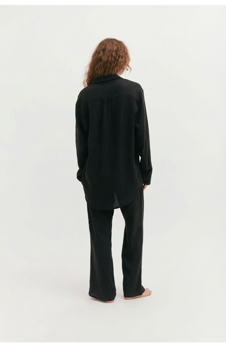 Desmond & Dempsey Lounge Pajama Shirt, Alternate, color, Black