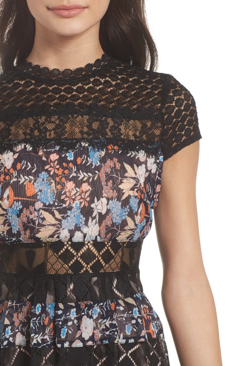 Foxiedox Adriana Lace Panel Dress, Alternate, color, 